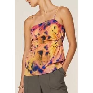 Rokh Tie Dye Printed Gathered Waist Top EU 36
